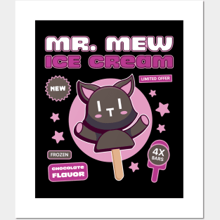 Mr Mew Ice Cream Label Posters and Art